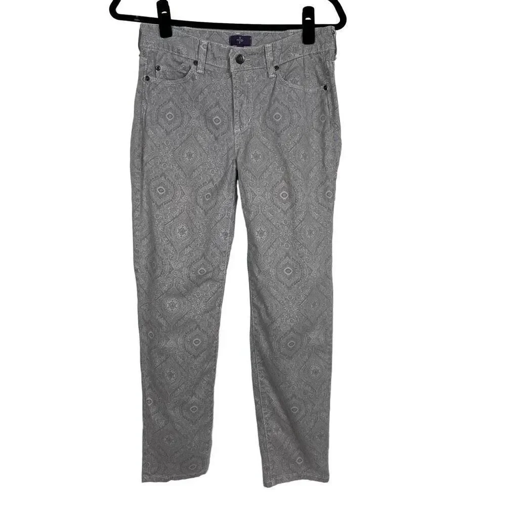 NYDJ High Rise Gray Paisley Skinny Denim Jeans - Women’s 2‎